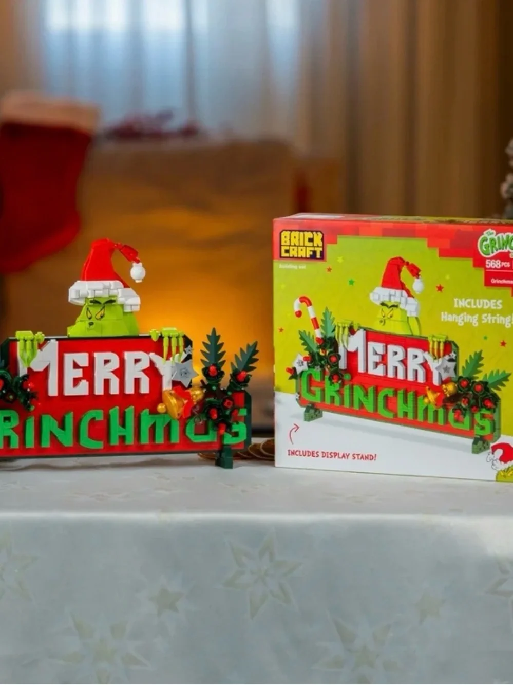 Brickcraft The Grinch Merry Grinchmas Sign Brick Building Kit Christmas Holiday
